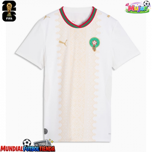 Camiseta Marruecos Segunda Equipación Replica Mundial 2026 para mujer mangas cortas